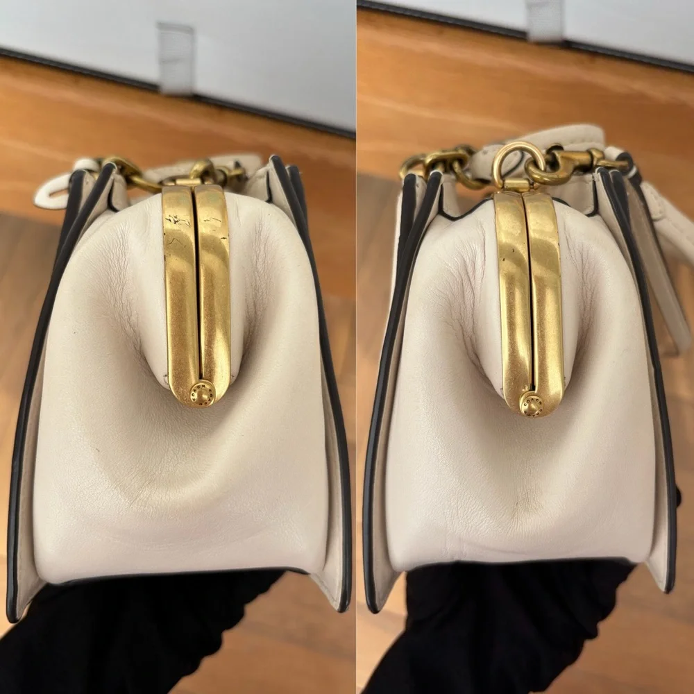 COACH Kisslock Dreamer 21 With Quilting And Rivets White